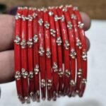 सिन्दूरी कलर मे काँच की 12 चुडी A2