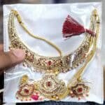 Rani colour Neckless Ke Sath earrings D1